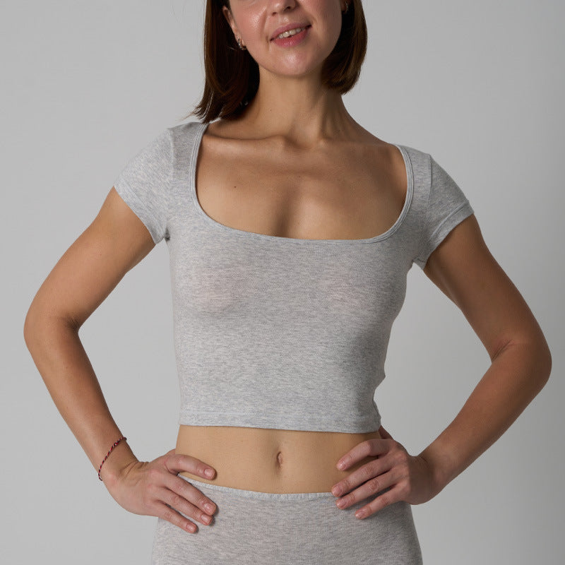 Women’s Cotton Stretch Slim Fit Square Neck T-Shirt