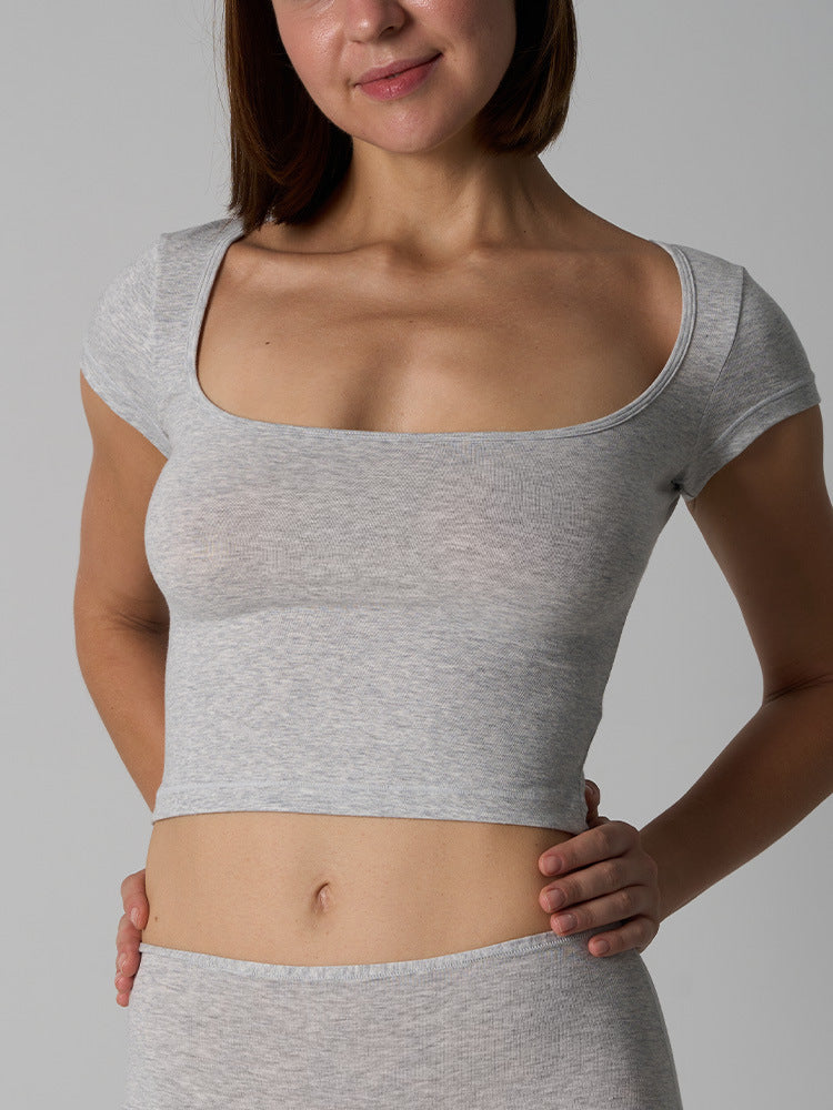 Women’s Cotton Stretch Slim Fit Square Neck T-Shirt