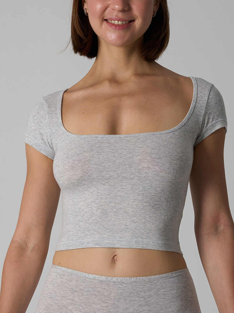 Women’s Cotton Stretch Slim Fit Square Neck T-Shirt