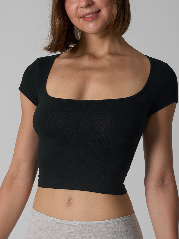 Women’s Cotton Stretch Slim Fit Square Neck T-Shirt