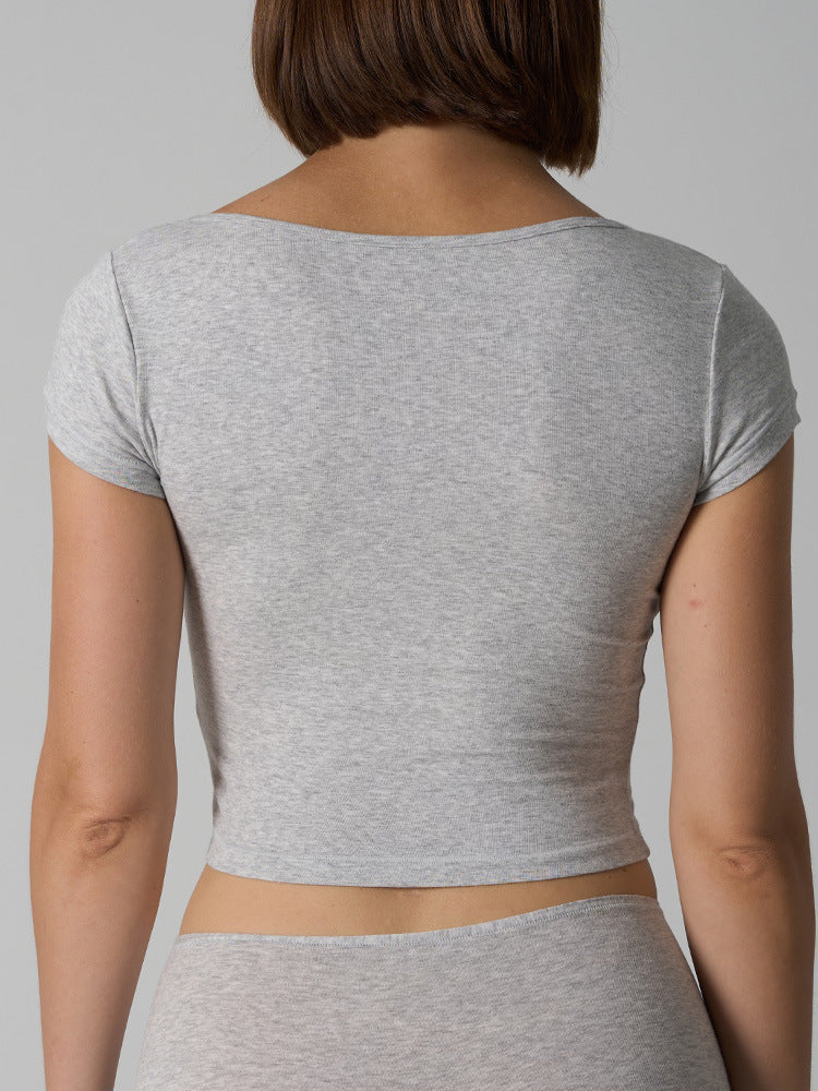 Women’s Cotton Stretch Slim Fit Square Neck T-Shirt