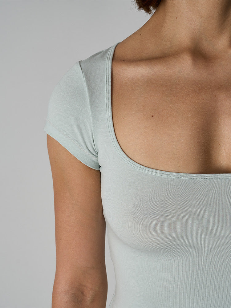 Women’s Cotton Stretch Slim Fit Square Neck T-Shirt