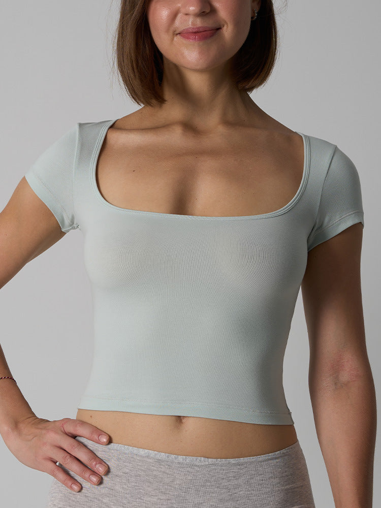 Women’s Cotton Stretch Slim Fit Square Neck T-Shirt
