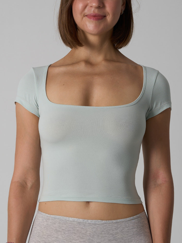 Women’s Cotton Stretch Slim Fit Square Neck T-Shirt