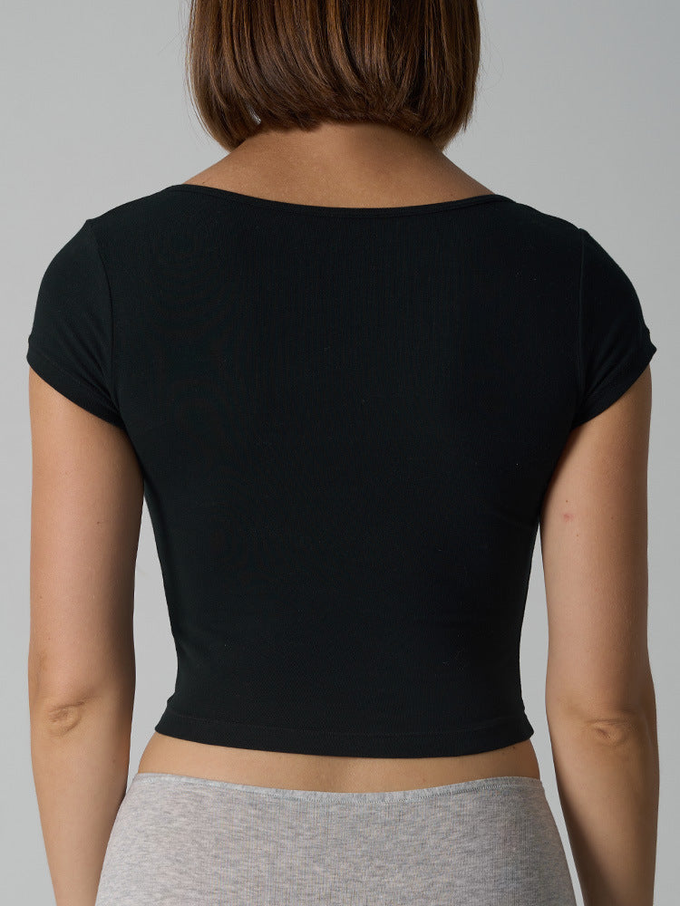 Women’s Cotton Stretch Slim Fit Square Neck T-Shirt