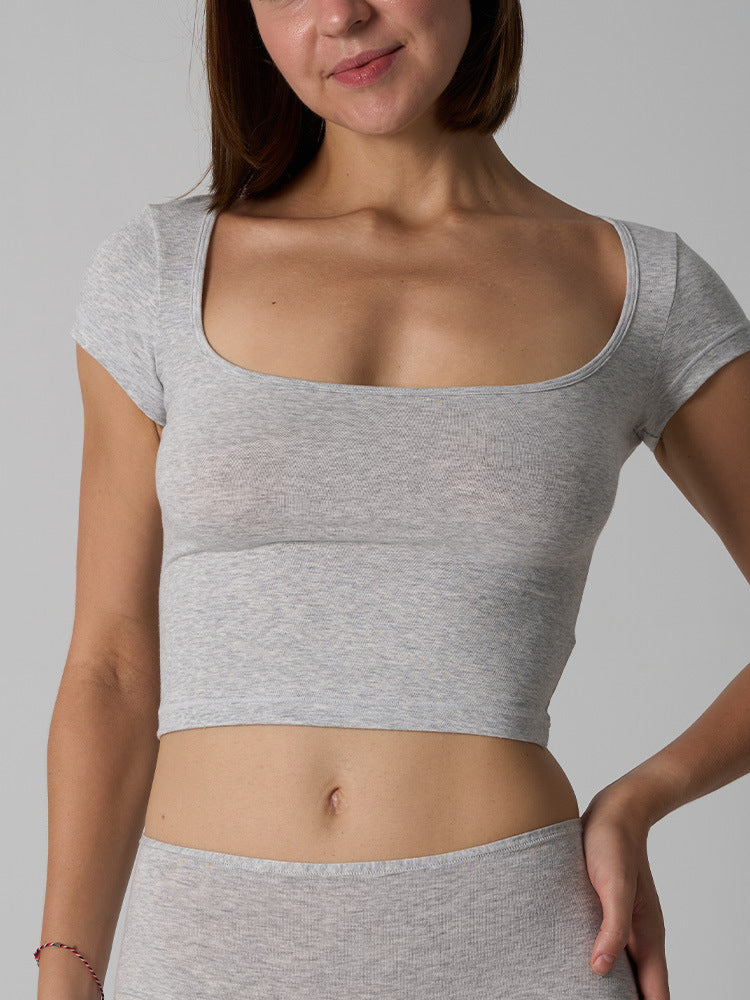 Women’s Cotton Stretch Slim Fit Square Neck T-Shirt