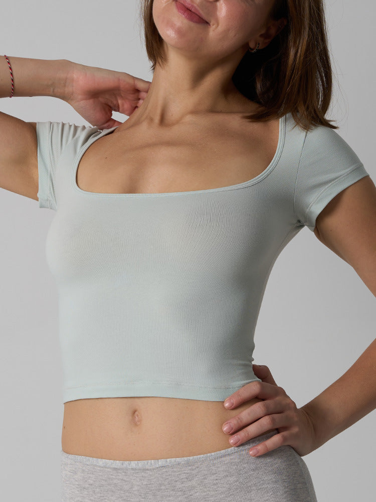 Women’s Cotton Stretch Slim Fit Square Neck T-Shirt