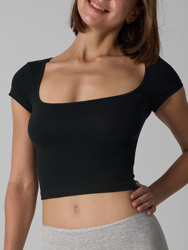 Women’s Cotton Stretch Slim Fit Square Neck T-Shirt