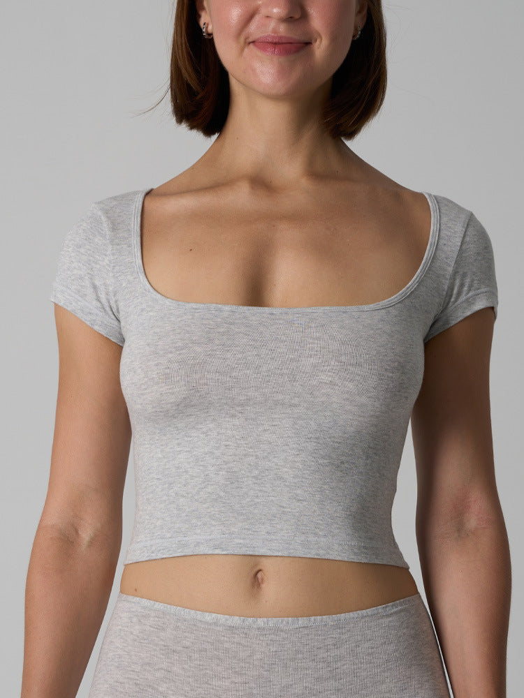 Women’s Cotton Stretch Slim Fit Square Neck T-Shirt