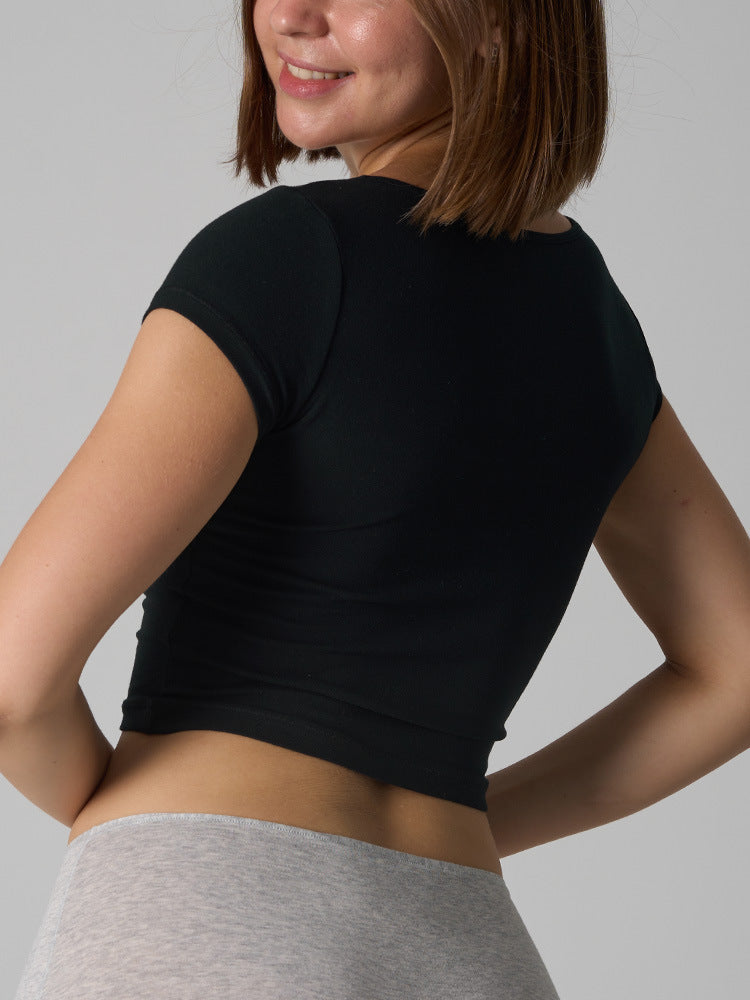 Women’s Cotton Stretch Slim Fit Square Neck T-Shirt