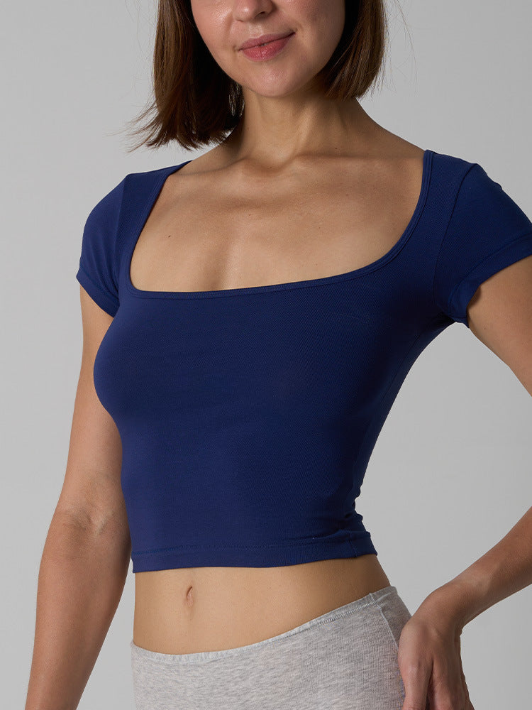 Women’s Cotton Stretch Slim Fit Square Neck T-Shirt
