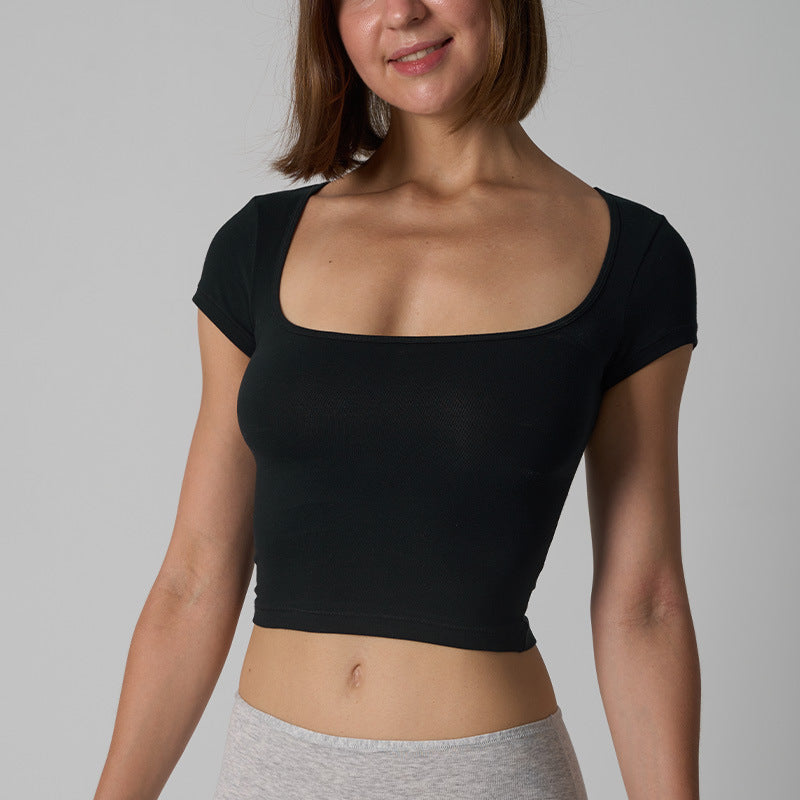 Women’s Cotton Stretch Slim Fit Square Neck T-Shirt