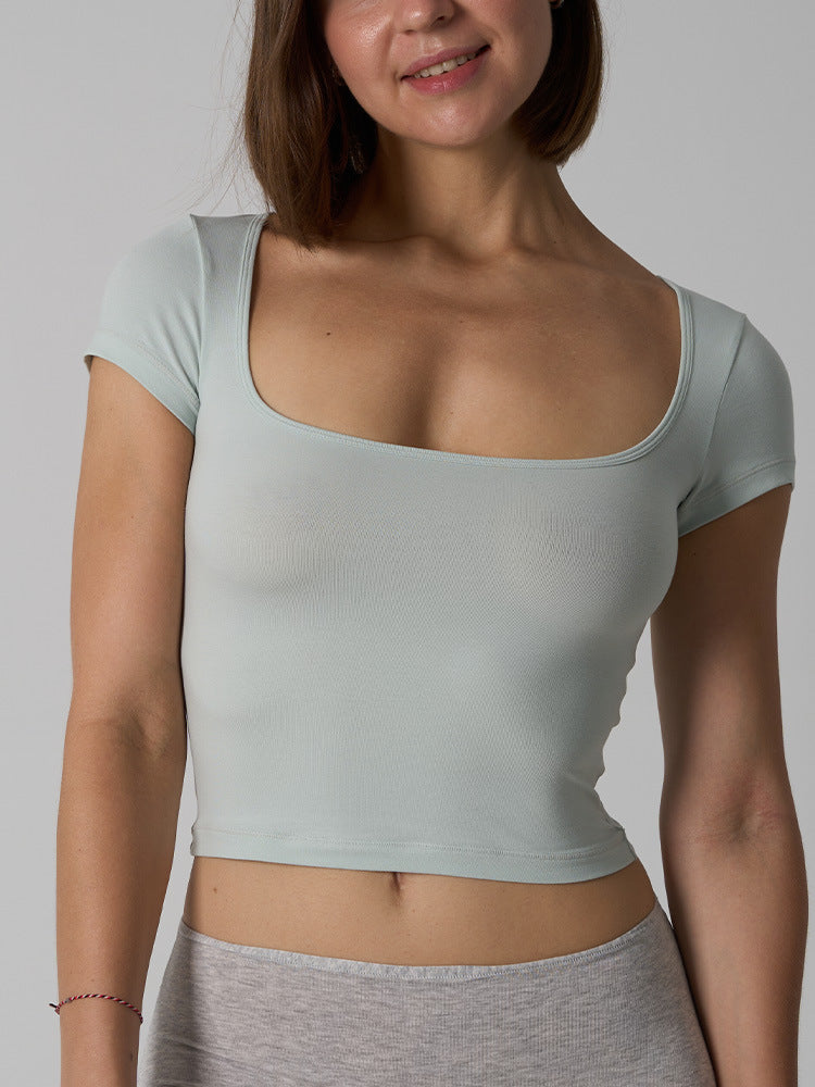 Women’s Cotton Stretch Slim Fit Square Neck T-Shirt