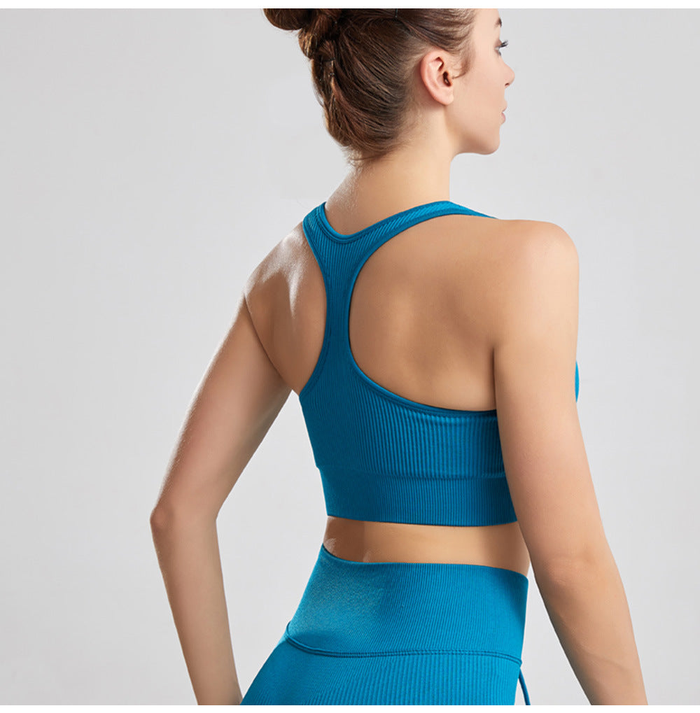 Women's Y-Back Zipper Sports Vest – Seamless Medium Support JY084WX