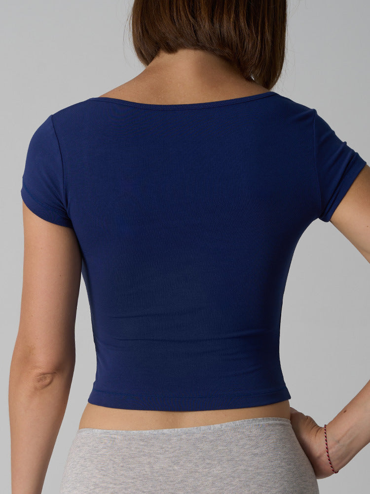 Women’s Cotton Stretch Slim Fit Square Neck T-Shirt