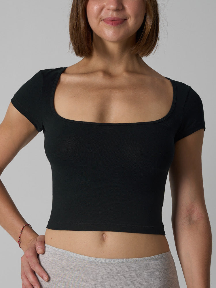 Women’s Cotton Stretch Slim Fit Square Neck T-Shirt